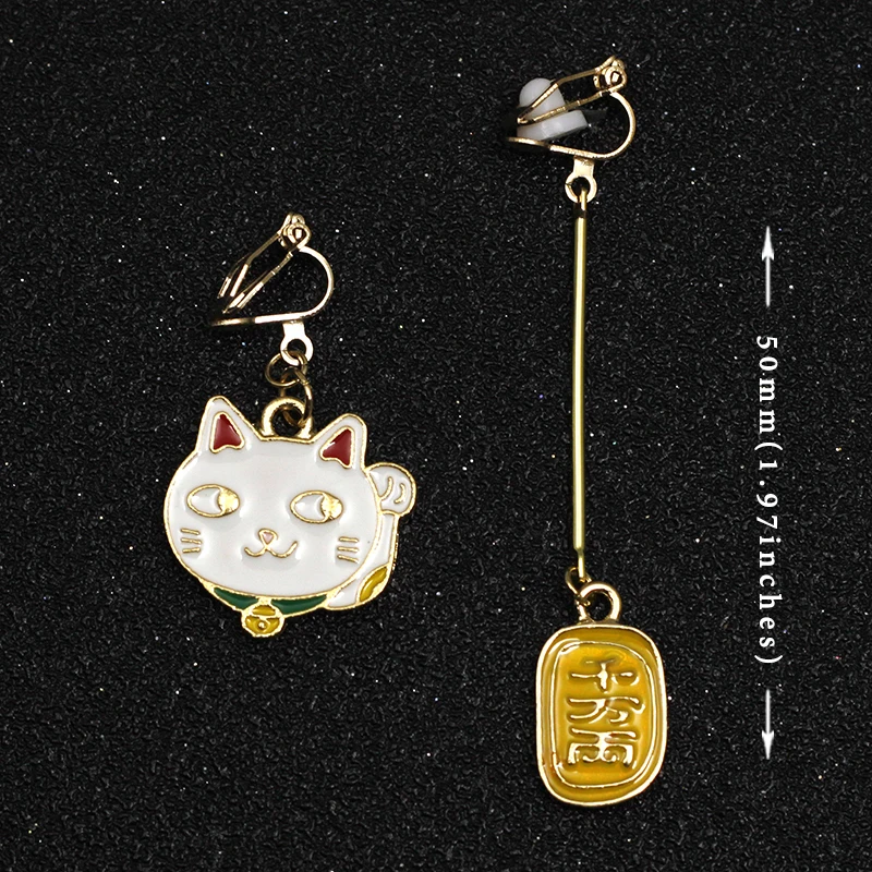 Серьги клипсы Fortune Cat для ушей без отверстий серьги кошки пирсинга брифы
