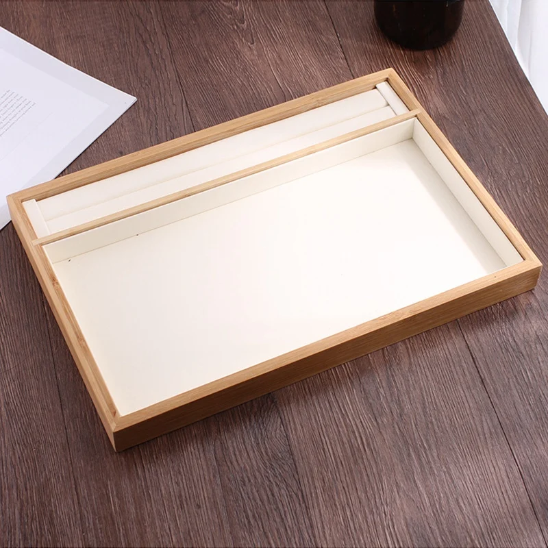 

Bamboo Multi-Functional Necklace Ring Earrings Organizer Jewelry Storage Tray Jewelry Desktop Finishing Display Tray