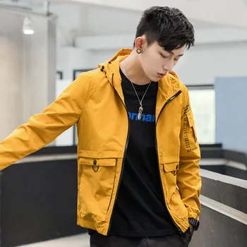 

2019 Autumn New Arrival Jacket Men Fashion Hooded Loose Casual Men's Coats Printed Solid Jacket Men Plus Size 4XL Men Clothing