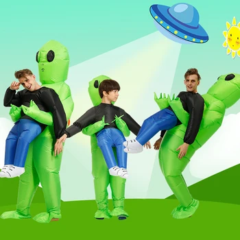 

Waterproof Adult Kids Inflatable Costume Unisex Halloween Cosplay Funny Party Cartoon Props Blow Up Carrying Human Alien