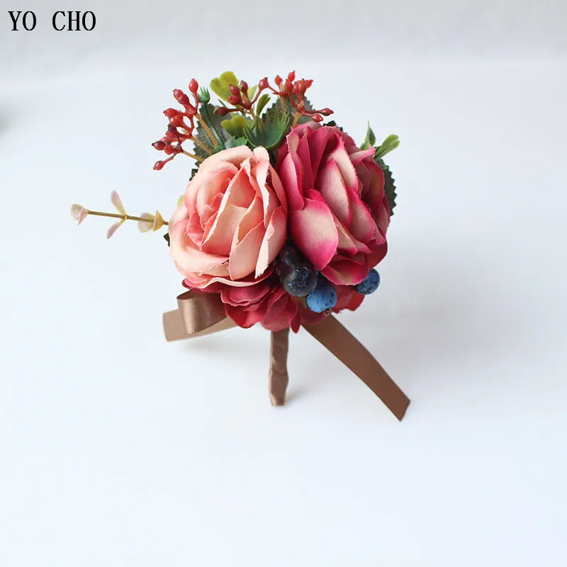 Йо Чо искусственный цветок для свадьбы жениха бутоньерка Buttonhole белый синий шелк цветы браслет из цветов подружки невесты Свадьба булавка