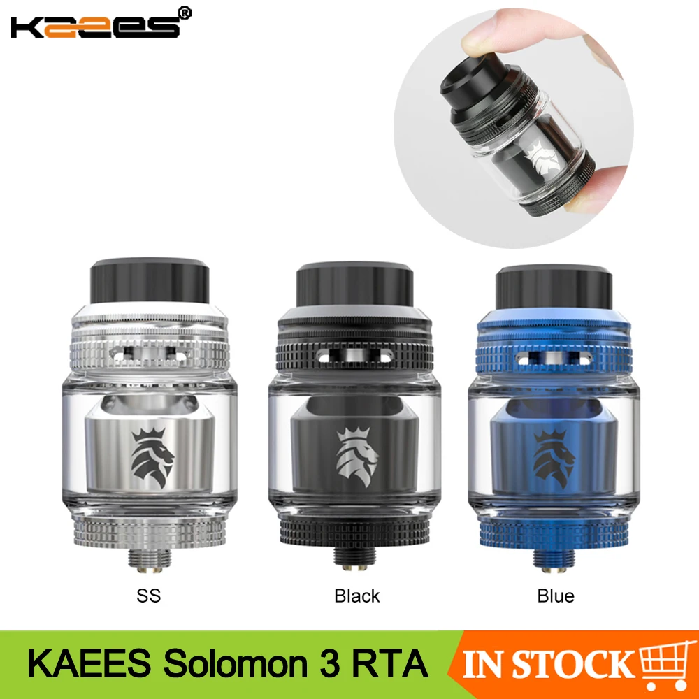 

Original KAEES Solomon 3 RTA Tank 25mm Diameter 3.5ML 5.5ML Capacity Top Airflow Atomizer Electronics Cigarette Vape Tank