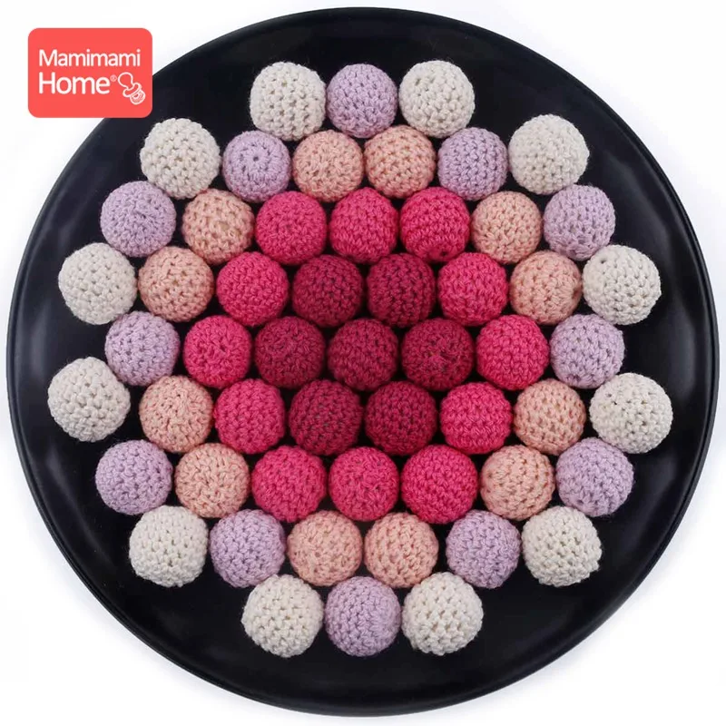 

Mamihome 100pc 20mm Wooden Crochet Beads Baby Teether Knitting Beads Diy For Bracelet Necklace Nurse Gifts Children'S Goods Toys