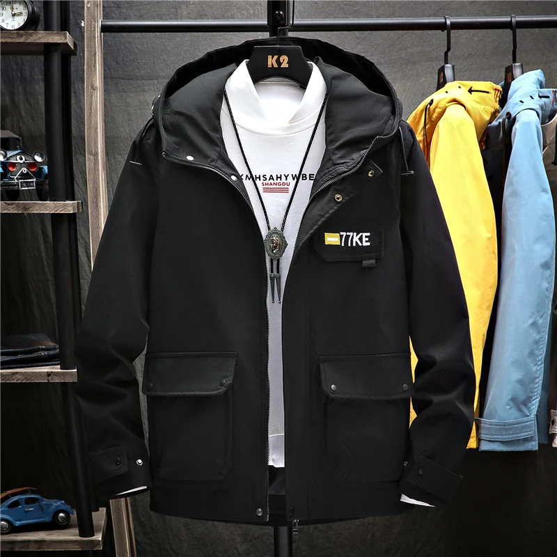 

Men Winter Jackets Boys Parkas Hooded Outerwear Safari Jacket Male Winter Coat White Beige Black M L XL XXL 3XL