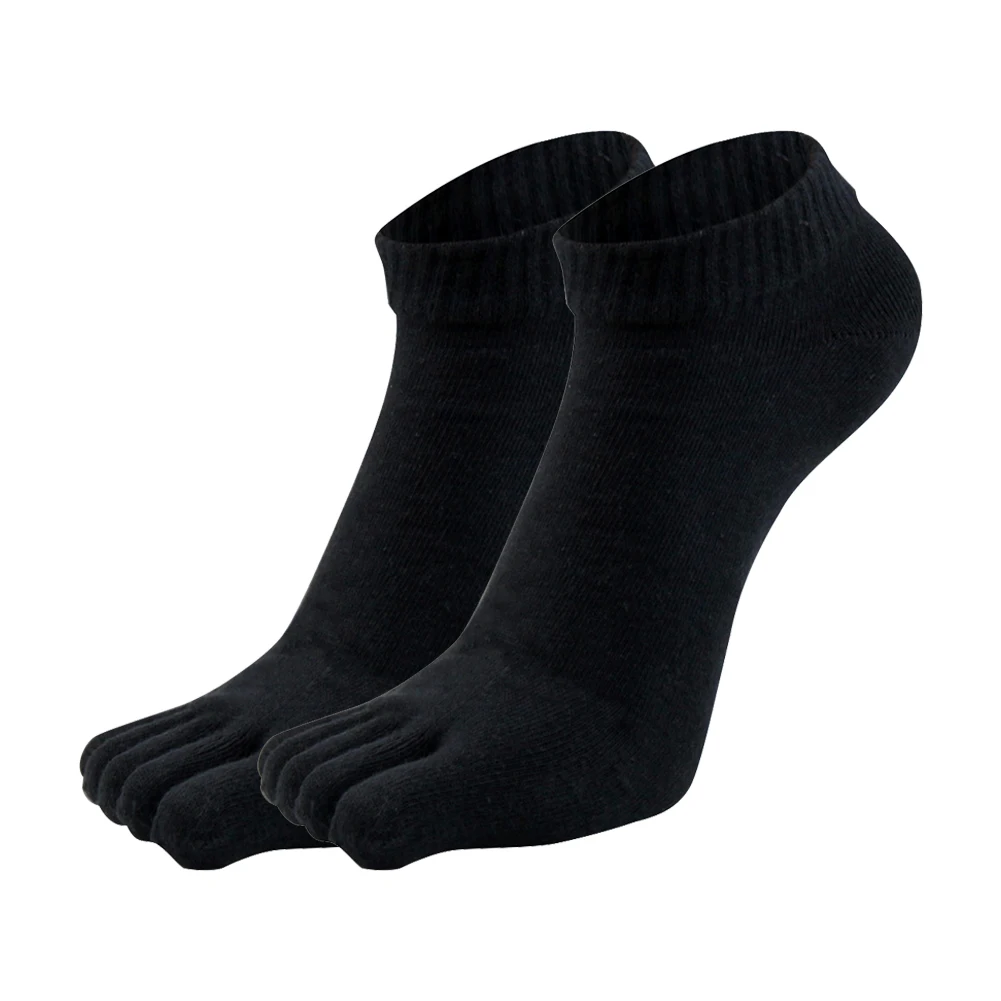 Happy Socks 1 Pair Spring Summer Winter Autumn Solid Comfortable Men Leisure Socks Guy Five Finger Pure Soft Cotton Toe Socks - Color: Black