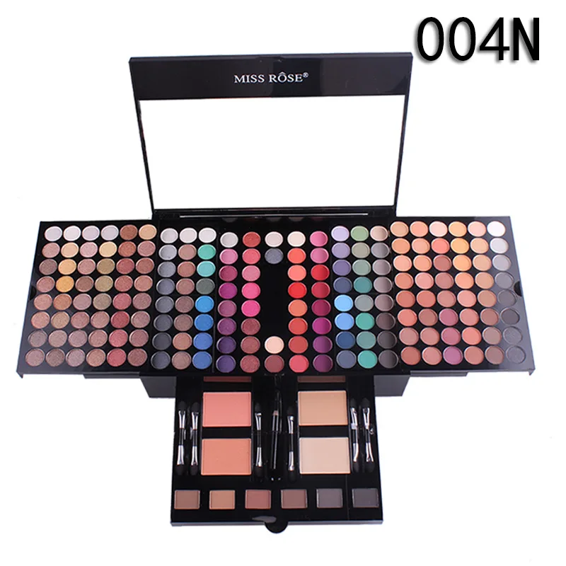 Kopen Oogschaduw Palet Case Makeup Set van 180 kleuren Shimmer Matte Oogschaduw Cosmetica Box Blush Poeder 6 kleur Bronzer Make up Kit