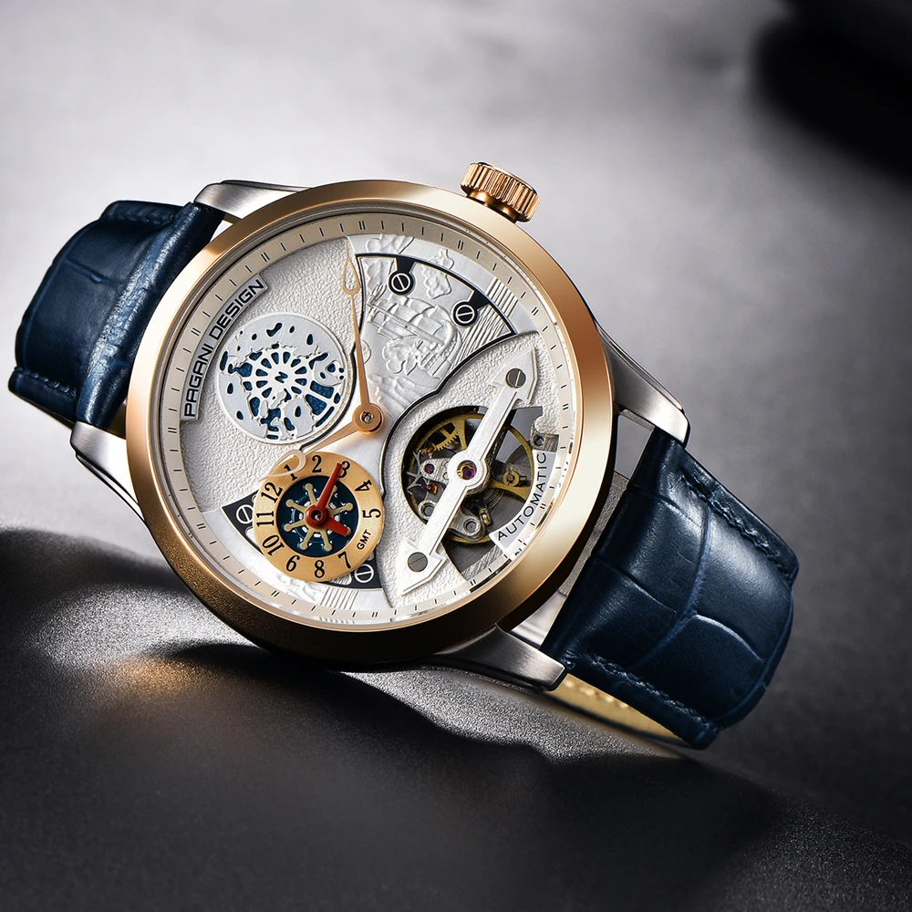 2020 free shipping  New Fashion PAGANI Leather Tourbillon Watch Luxury Brand Automatic Men Watch Men Mechanical silver stainless Steel Watches Relogio Masculino (78)