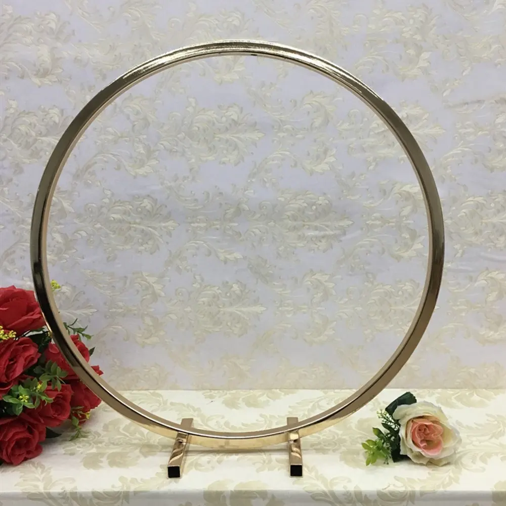 gold color 10 шт. круглые кольца арки свадебный стол центральные металлические реквизиты искусственная полка дорога ведущий Цветочный Стенд декорации - Цвет: gold color