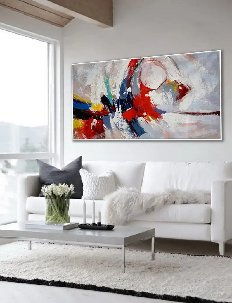 

Modern Contemporary Bright Color Artwork Colorful Large Abstract Wall Art Palette Knife Handmade Acrylic Painting Canvas Art