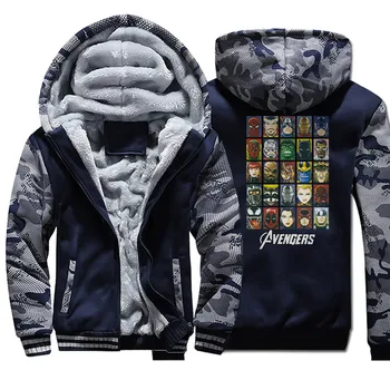 

Avengers Movie Print Hoodies Men 2020 Winter Thick Camo Hoodie Warm Fleece Casual Sweatshirts Men's Fashion Jackets