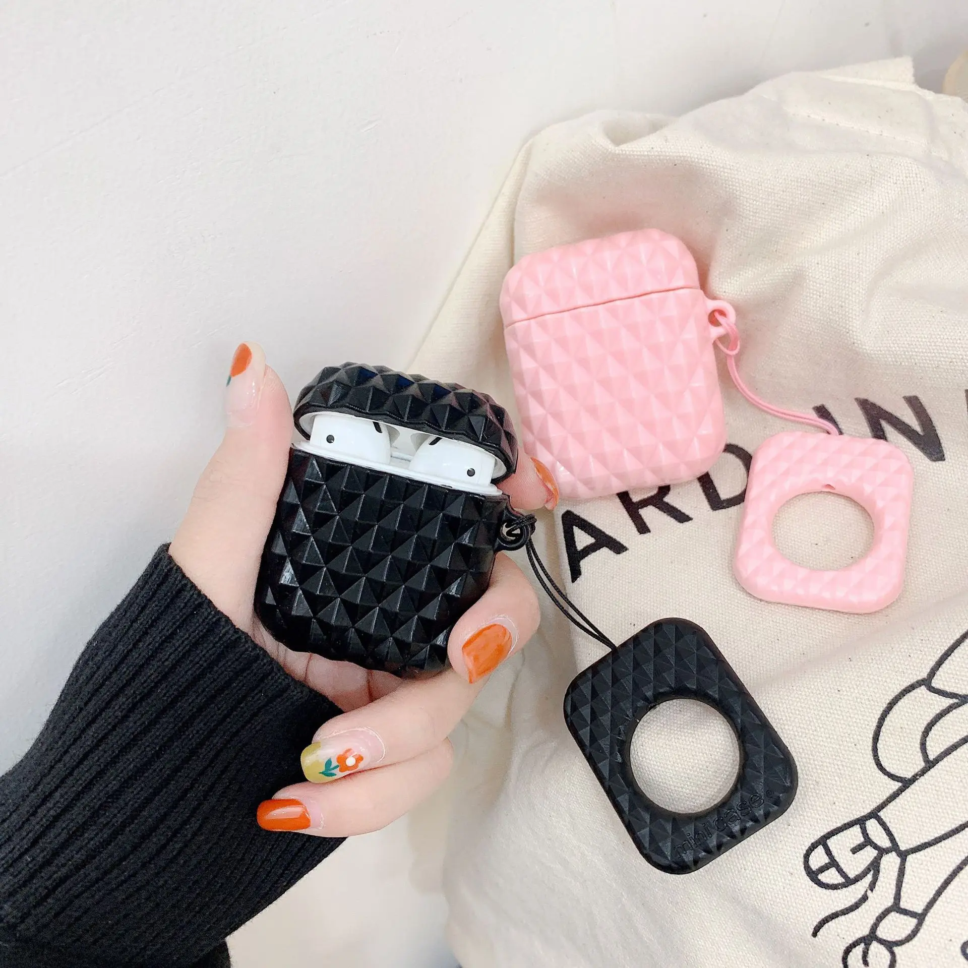 Для AirPod 2 Чехол 3D ромбовидный мультфильм мягкий силиконовый беспроводной кожухи