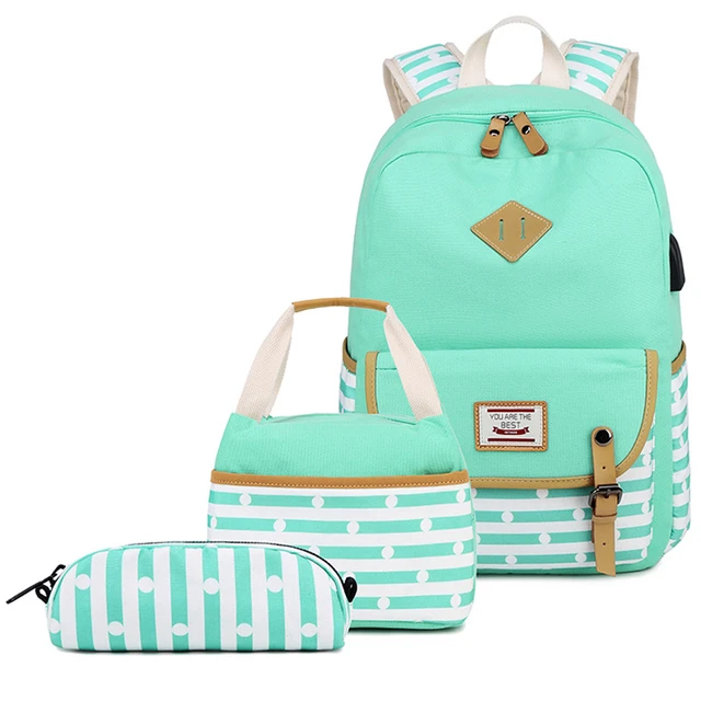 3Pcs/Set Backpack for Women School Bags 