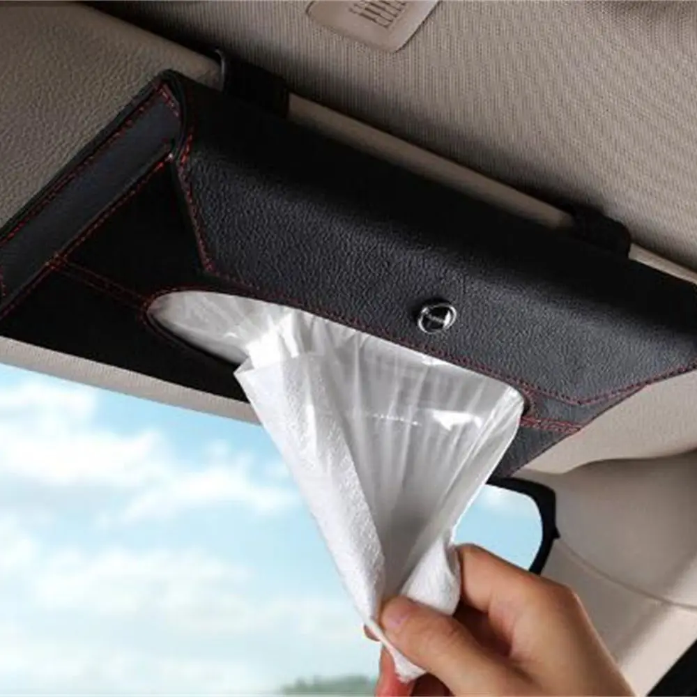 

Car Tissue Box PU Leather Sun Visor Type Tissue Boxes Napkin Holder Auto Interior Accessories