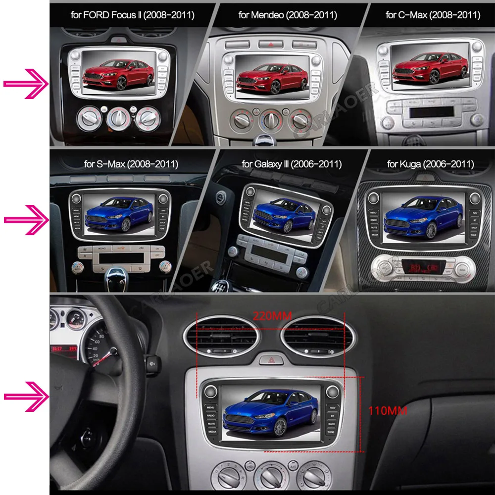 Car Android CarPlay Radio Multimedia Player For Ford Focus S-Max Mondeo 9 Galaxy C-Max GPS Navigation Video NO DVD 2din 2 din car multimedia player car radio