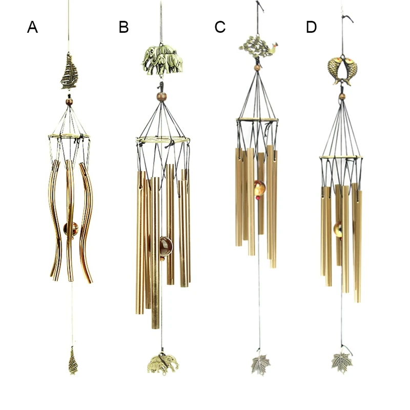 

Vintage Copper Wind Chimes Metal 6 Tube Rustproof Church Blessing Wind Chimes Chinese Style Blessing Ornaments Music of Wind