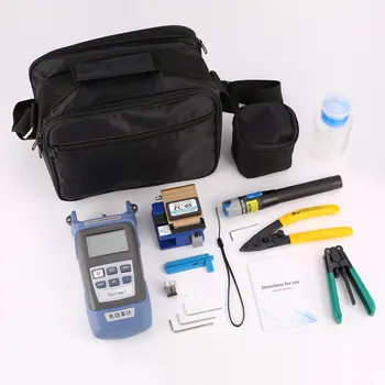 

FTTH Fiber Optic Tool Kit Fiber Cleaver FC-6S Optical Power Meter Cable Wire Stripper Visual Fault Locator 5mW