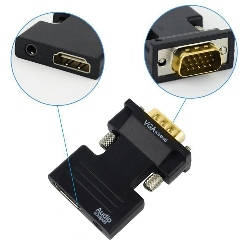 hdmi converter HDMI-compatible Female to VGA Male Converter 3.5mm Audio Cable Adapter 1080P FHD Video Output for PC Laptop TV Monitor Projector dvi to hdmi adapter