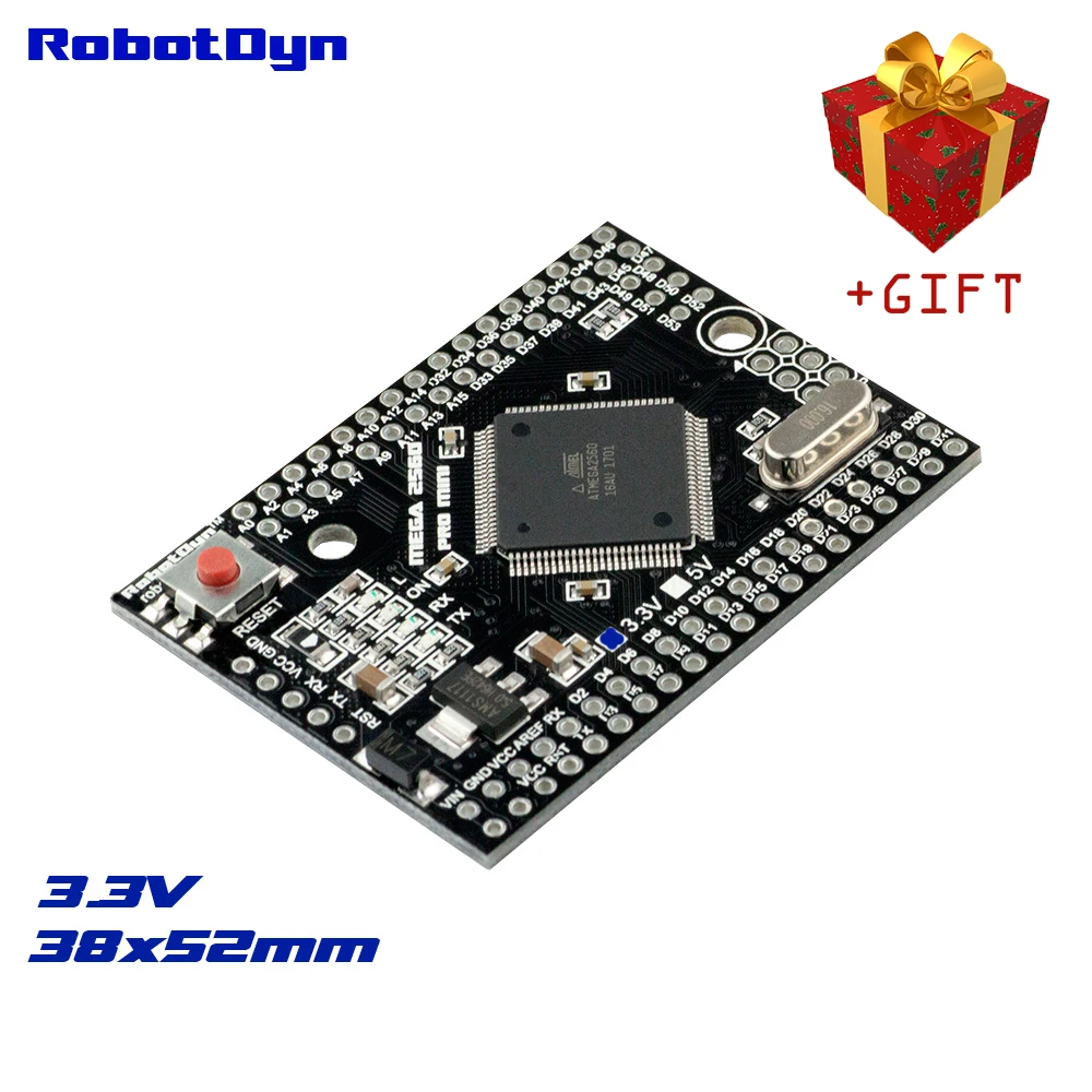 Mega 2560 PRO MINI 3,3 В, ATmega2560-16AU, без пинхедов. Совместим с Arduino Mega 2560