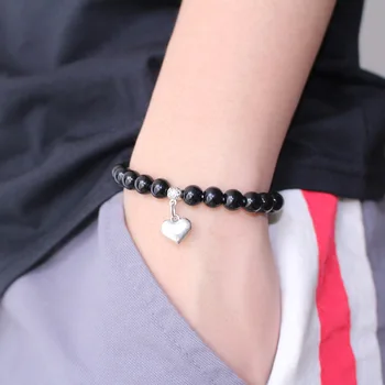 

Classic Vintage Bracelet For Men Heart Pendant natural Frosted stone Fit Women couple Yoga Bracelet charm Jewelry 10pcs/lot