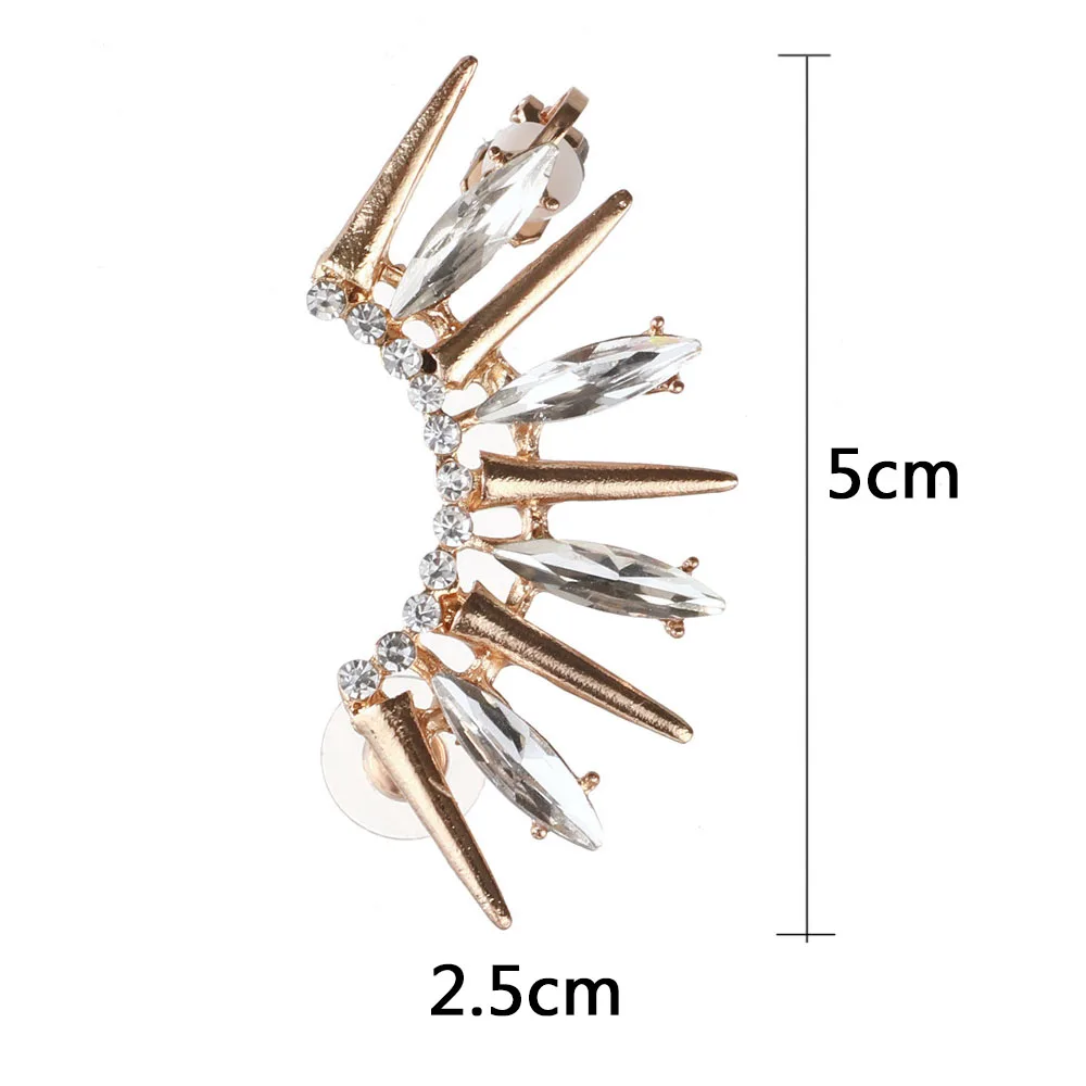 Модные серьги Cyrstal в стиле панк, заклёпки, запонки для ушей, модный инкрустированный стразами, сплав, серьги, готические вечерние украшения, клипсы