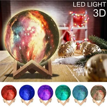 

3D Print Starry Moon Lamp Color Change Remote Control Galaxy Lamp Home Decor Gift Ideas for Kid's USB Rechargeable