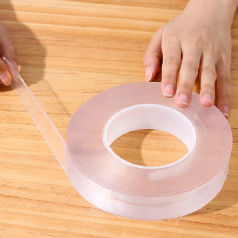Cinta mágica Nano transparente, lavable, reutilizable, de doble cara, adhesiva, sin traza, pegamento extraíble, limpiador, resistente al agua