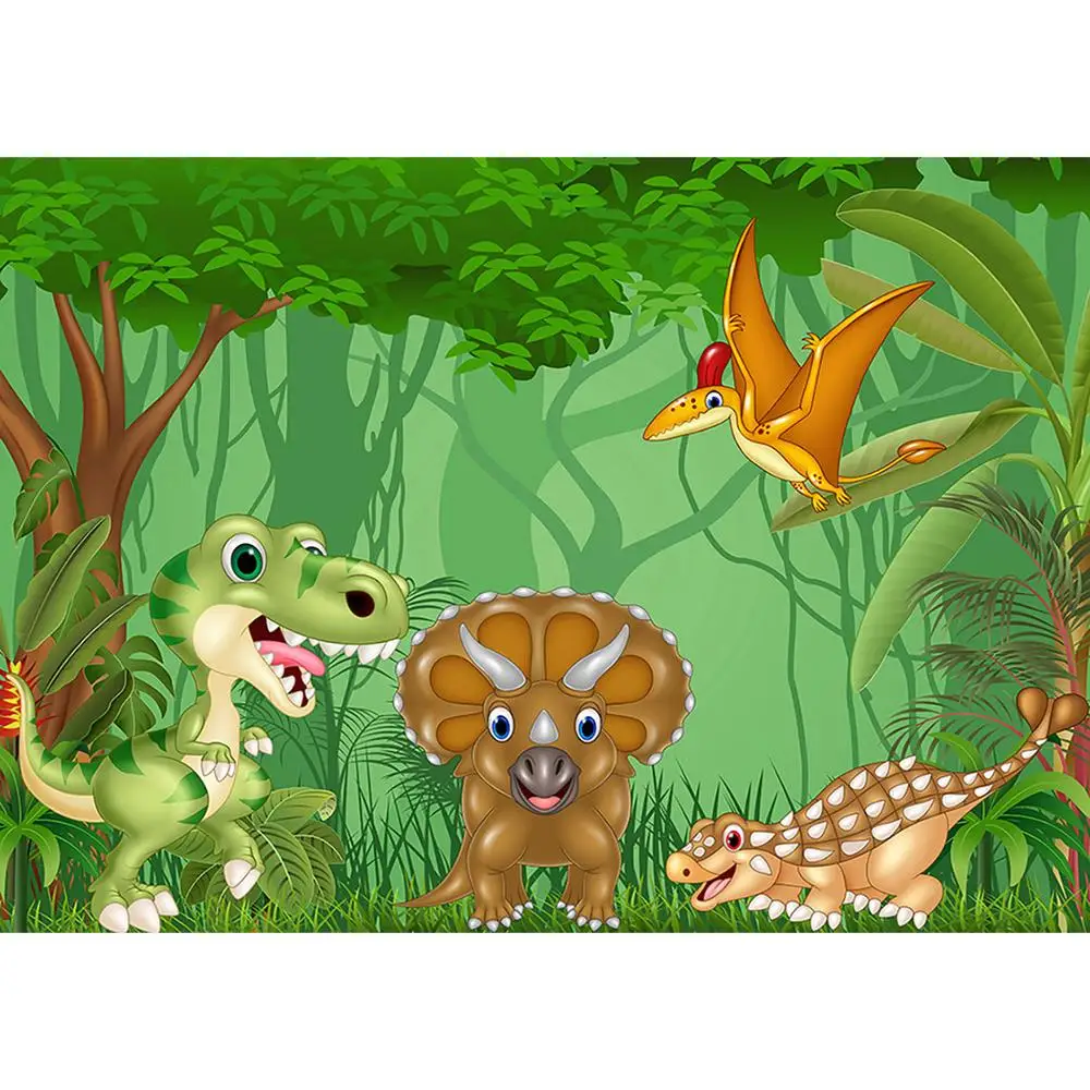 Photographic Backdrop Jungle Cartoon Dinosaur Customized Backgrounds Photo Studio for Baby Children Birthday Party Photophone |