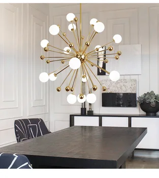 

Postmodern Creative Satellite lamp Nordic Art Dandelion Living Room Glass Ball Bedroom Dining Room Molecular pendant light CL331