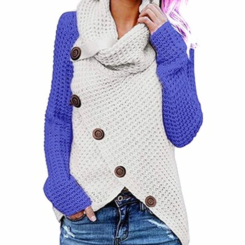 WENYUJH осень, Модный женский вязаный свитер в стиле пэчворк, зимний Повседневный джемпер, Женский вязаный свитер, женская одежда, новинка - Цвет: Color 6