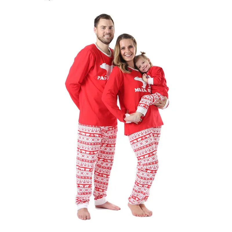 Christmas Holiday Clothes for Family Parent-child Suit Printing Home Service Cotton Soft Two-piece Pajamas Clothes Set