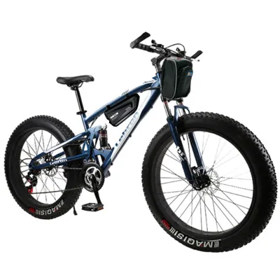 17 дюймов Снежный Электрический велосипед 7 скоростей, 26*4,0 fat tire Снежный велосипед, 48 В 15AH 1000 Вт мощность для электрического велосипеда, Высокоуглеродистая сталь - Цвет: Blue 1000W 48V 15AH