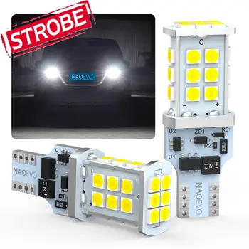 

NAOEVO W16W LED Car T15 Lighting 11W 2600Lm 921 Strobe Blinking Flashing Backup Lamp 912 Auto Reverse Light Bulb Safety Warning