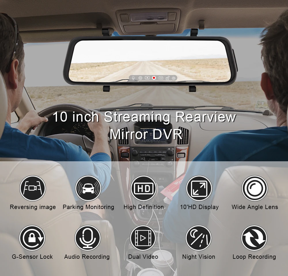 Автомобильная камера Dash Cam 10 дюймов Dashcam полное Сенсорное зеркало с камерой