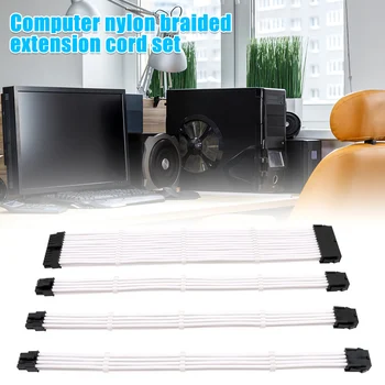 

For Computer Office Portable With Combs Modular Power Supply UL1015 18AWG White ATX EPS PCI-E Fiber Braided PSU Sleeved Cable