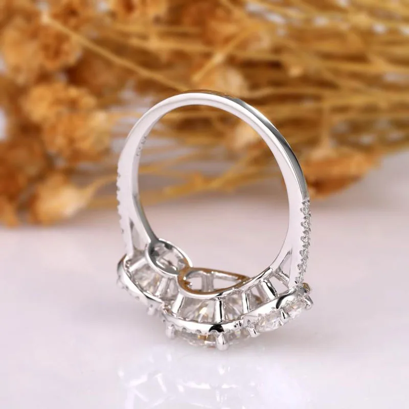 Veryins Solid 14K белое золото DEF цвет VVS Moissanite 3 Камень Обручальное кольцо с камнем для женщин свадебный подарок