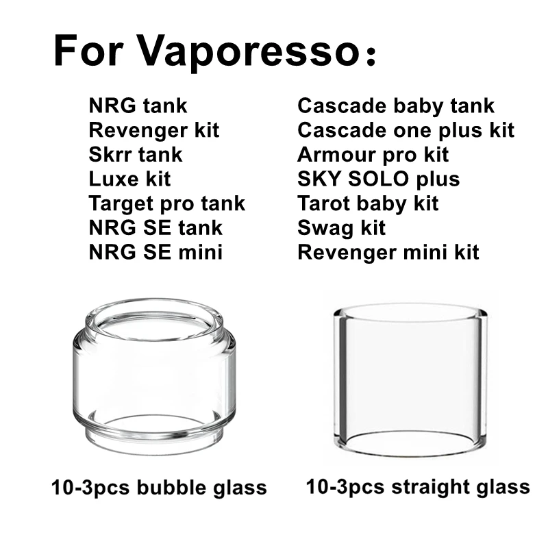 

10/3PCS Pyrex Atomizer Glass tube For Vaporesso NRG SE SKRR Cascade Baby mini SKY SOLO Plus Tank Swag Luxe Revenger Armour pro