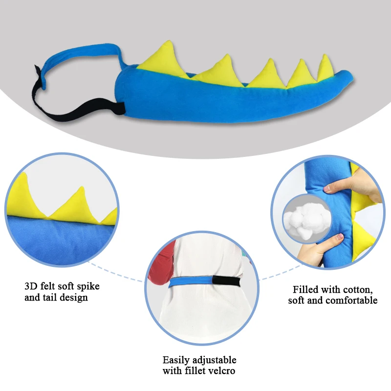 Специальная Синяя Маска с хвостом динозавра; костюм с хвостом дракона; костюм с хвостом животного; Детские вечерние костюмы с хвостом динозавра; подарки для костюмированной вечеринки