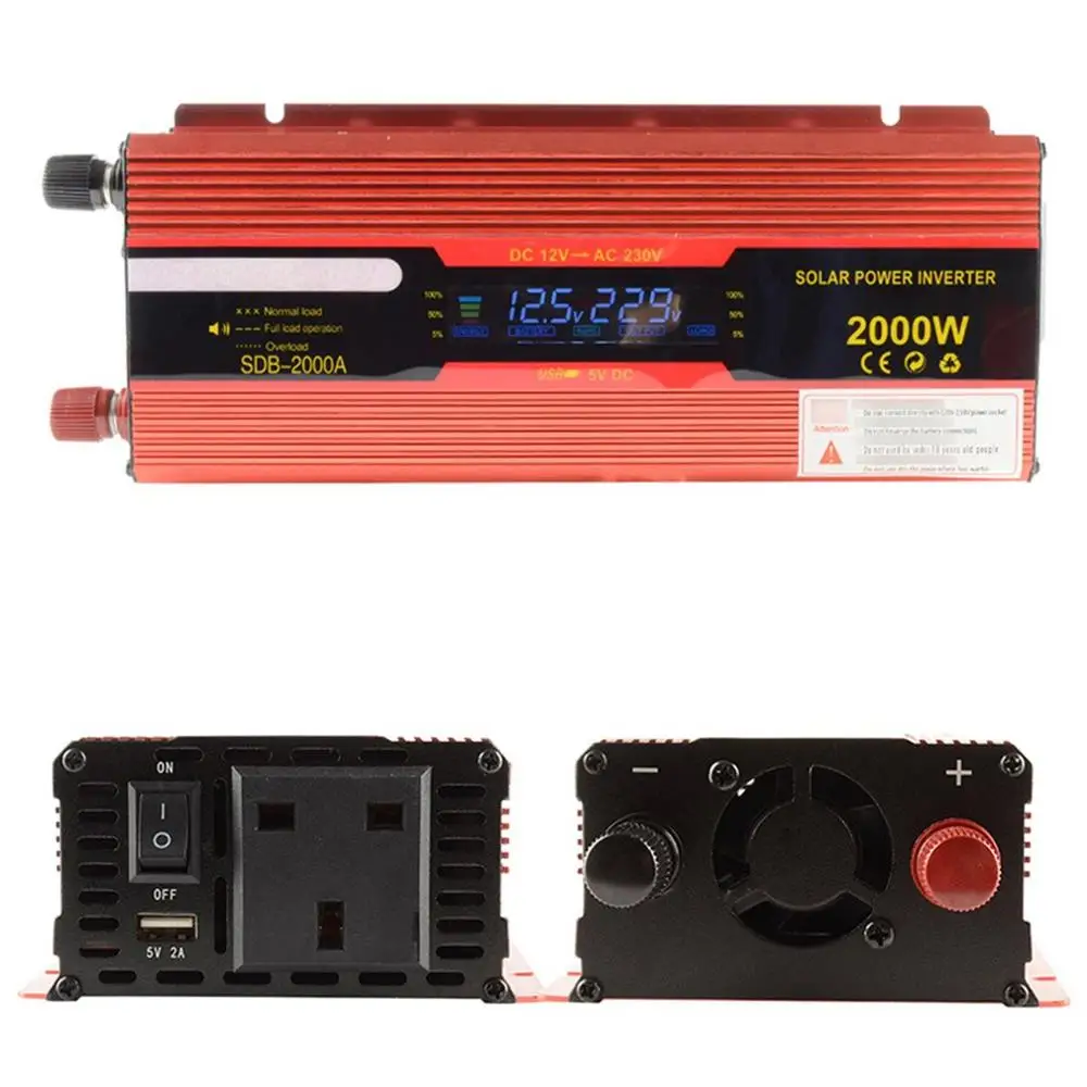 

Peak 6000W LED diaplay Car Power Inverter Converter Charger Adapter Modified Sine Wave with USB Port & UK Plug