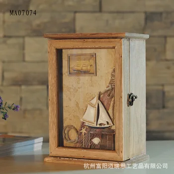 

European Style Wooden Box Storage Key Box CD Washed White Home Furnishing Decorative Wall Decoration Home Crafts Furnishing