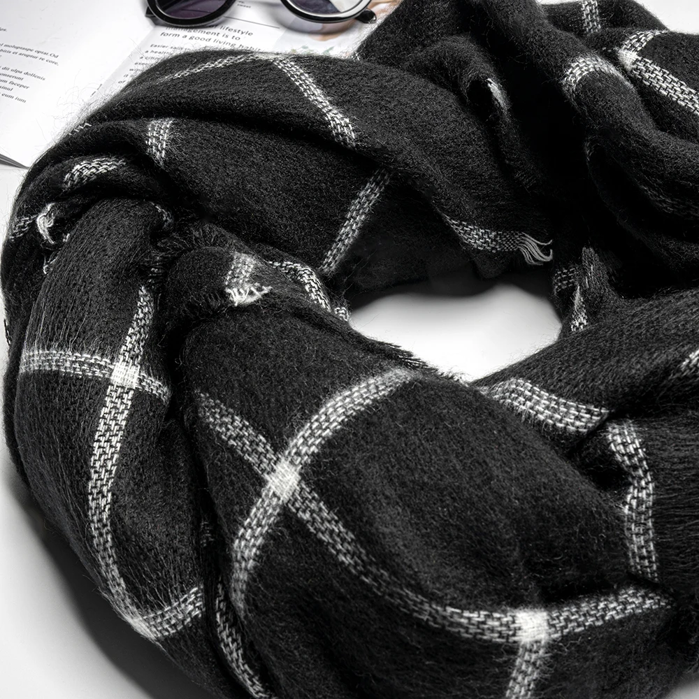 Empfohlen mNQDd Scarf for Women Plaid Bufandas Mujer Black Warm Scarf Women Winter Scarves Shawls stoles Blanket Scarf Luxury Brand