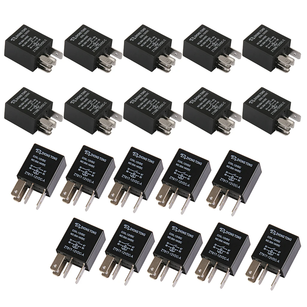 20Pcs General Purpose 20A/30A AMP SPDT Relay ZT606-12V-C-R & ZT617-12V-A-R, Preformance Automotive Replacement Parts