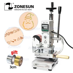ZONESUN — Imprimant par pression ZS 110, 300 W, machine pour impression de logo personnalisé par presse à chaud de bois et de pvc 