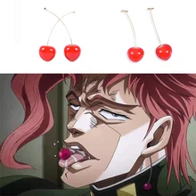 Аниме JoJo странные приключения Косплей JOJO Kakyoin Нориаки вишня серьги-гвоздики в форме металлической ювелирные аксессуары ‒ серёжки серьга
