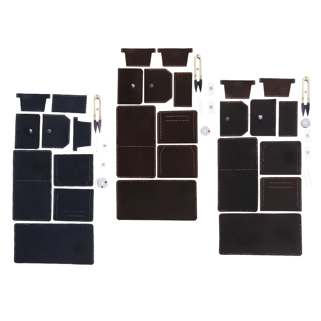 Vintage DIY Leather Short Wallet Purse Card Holder Kit Leather Blanks Set for DIY Purse Making