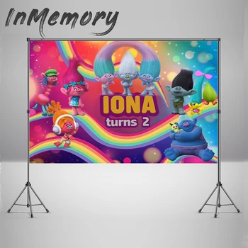 

Photography background Happy Birthday Rainbows Trolls Concert Dance Flowers Custom Photo Backgrounds Studio Backdrops Vinyl