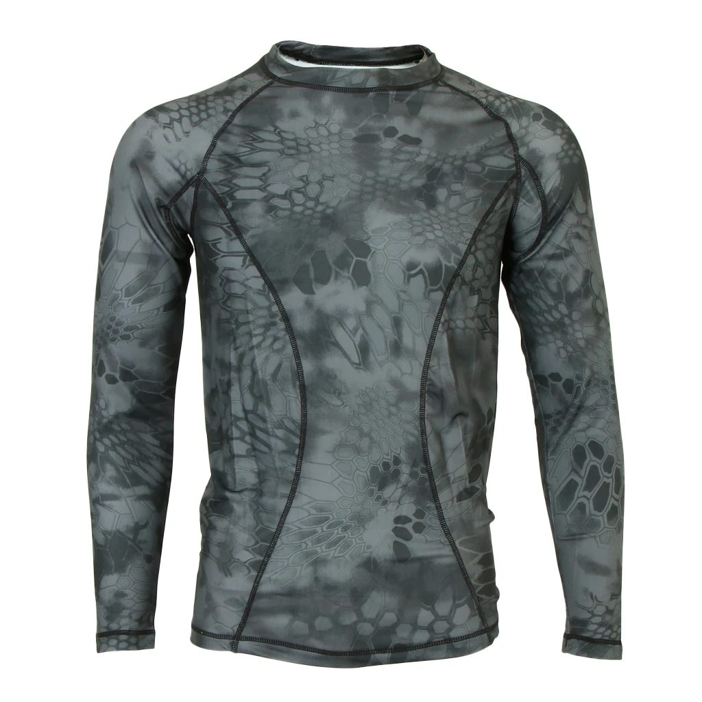 High Elasticity Camouflage Long Sleeve T-Shirt Camo Tight Shirt Hunting Camo T-shirt for Unisex Adult for Breathable Quick Dry