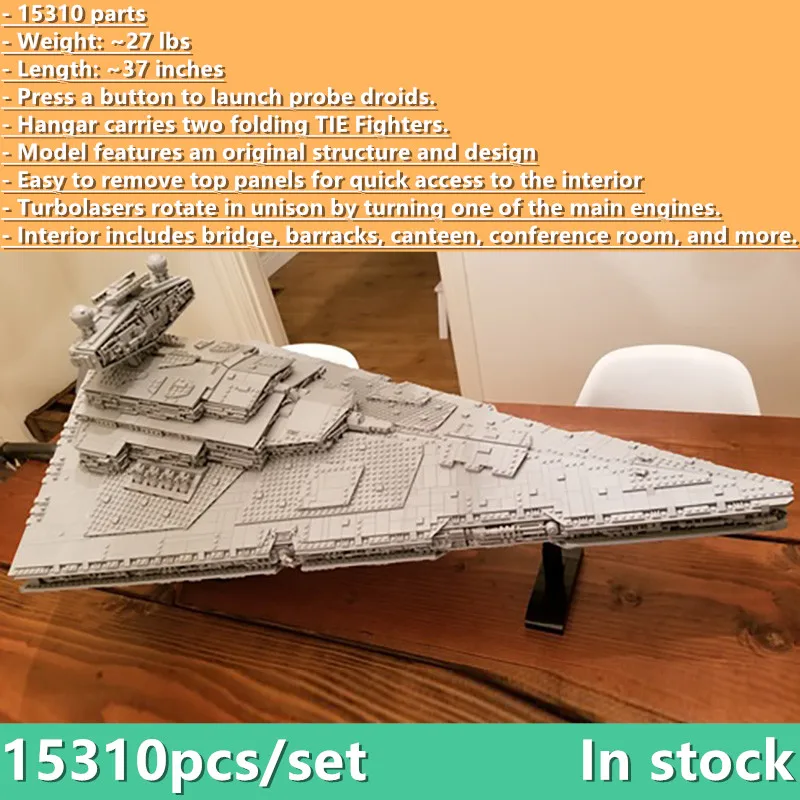 

New MOC-9018 Imperial Star Destroyer Moderately Sized ISD with Full Interior 15310PCS Star Movie Wars Model Building Blocks Toys