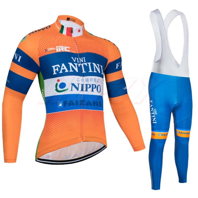 long bib sets1 Pro Team FANTINI, высокое качество, Велоспорт, Джерси, топ, зимний, теплый, флис, с длинным рукавом, для гонок, велосипедная одежда, для спорта на открытом воздухе - Цвет: long bib sets1