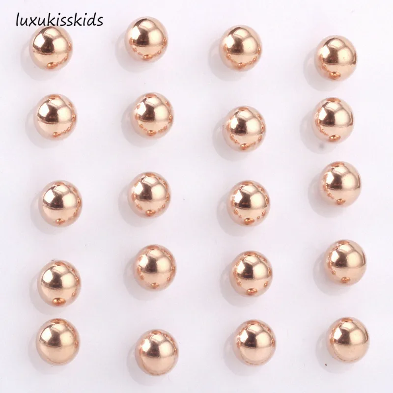 

LUXUKISSKIDS Size 3mm To 10mm Stainless Steel Ball Earrings(10pairs/lot) Rose gold plating Stud Earrings
