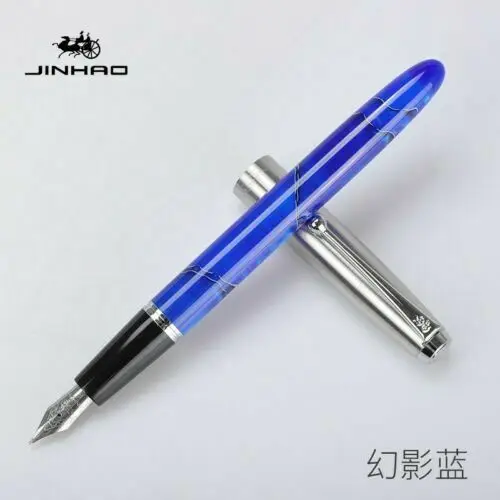 Jinhao 51A акриловая/деревянная авторучка чернильная ручка каллигграфия ручки EF/F/ручной работы сменный наконечник канцелярские принадлежности для офиса и школы - Цвет: Blue Acrylic F